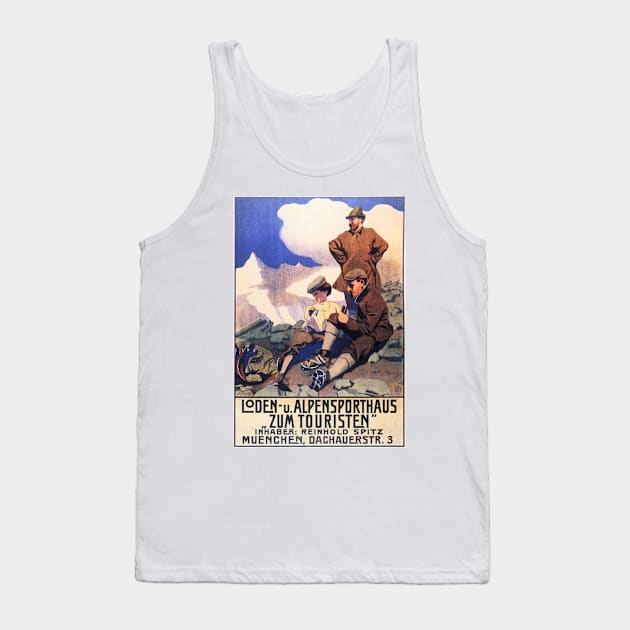 LODEN ALPEN SPORTS HOTEL for Tourists 1905 Vintage German Travel Advertisement Tank Top by vintageposters